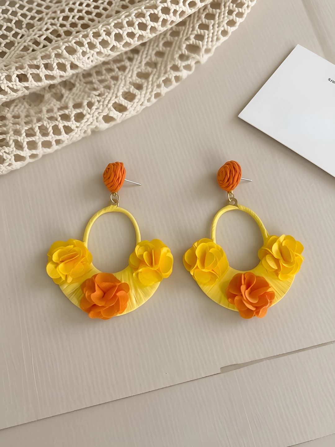 Orange, floral, basket