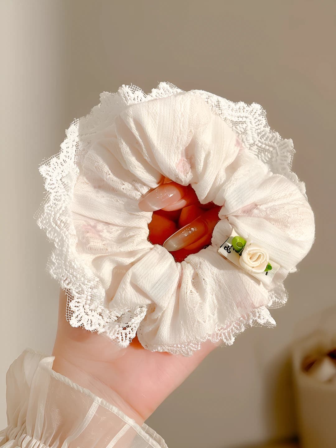 1# Floral lace large scrunchie 13 cm