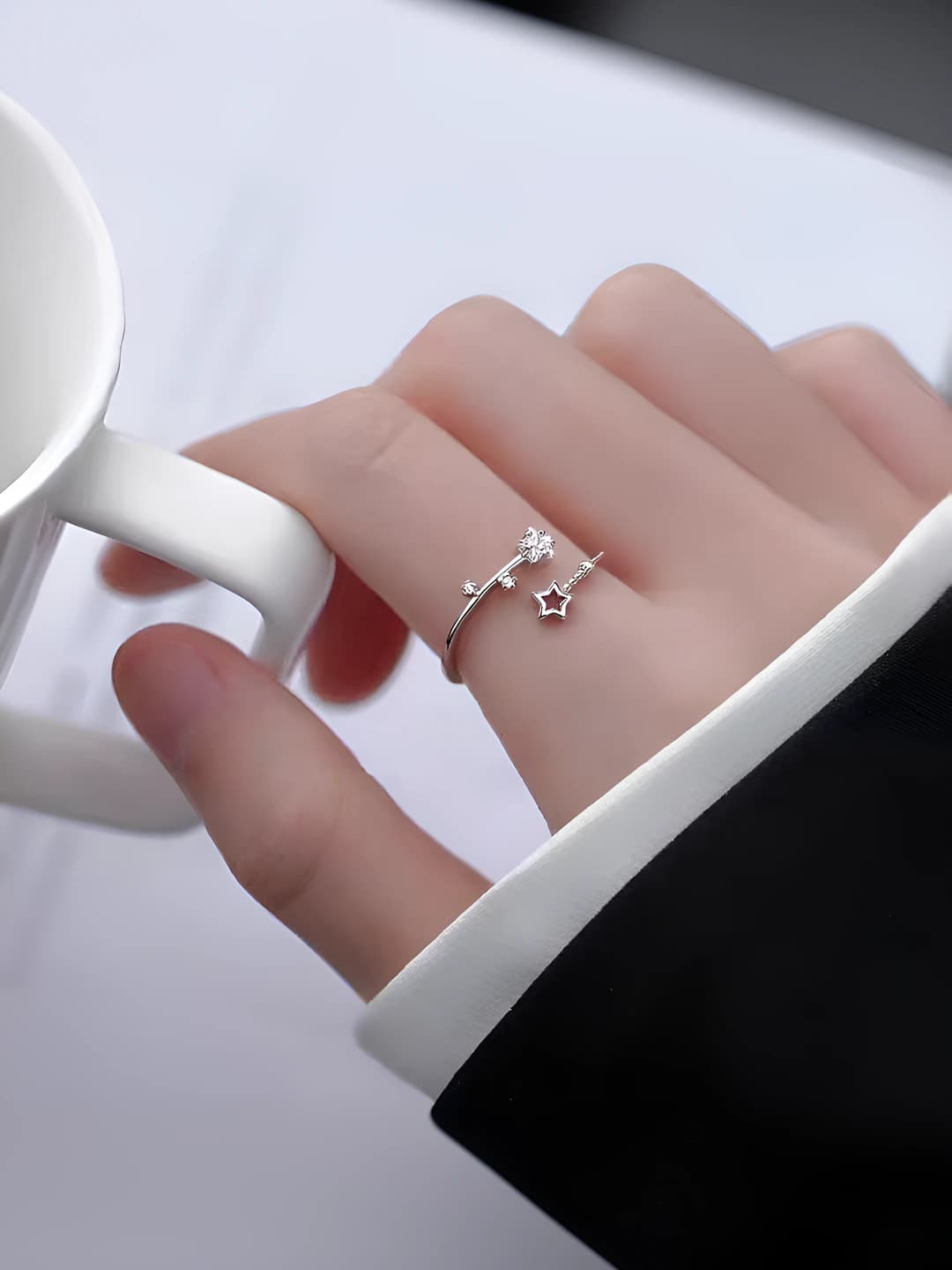 Silver star ring