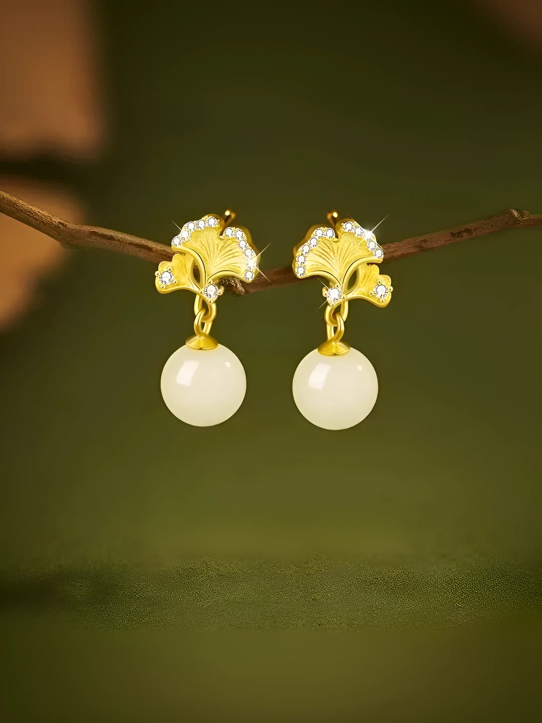 Apricot Ginkgo earrings