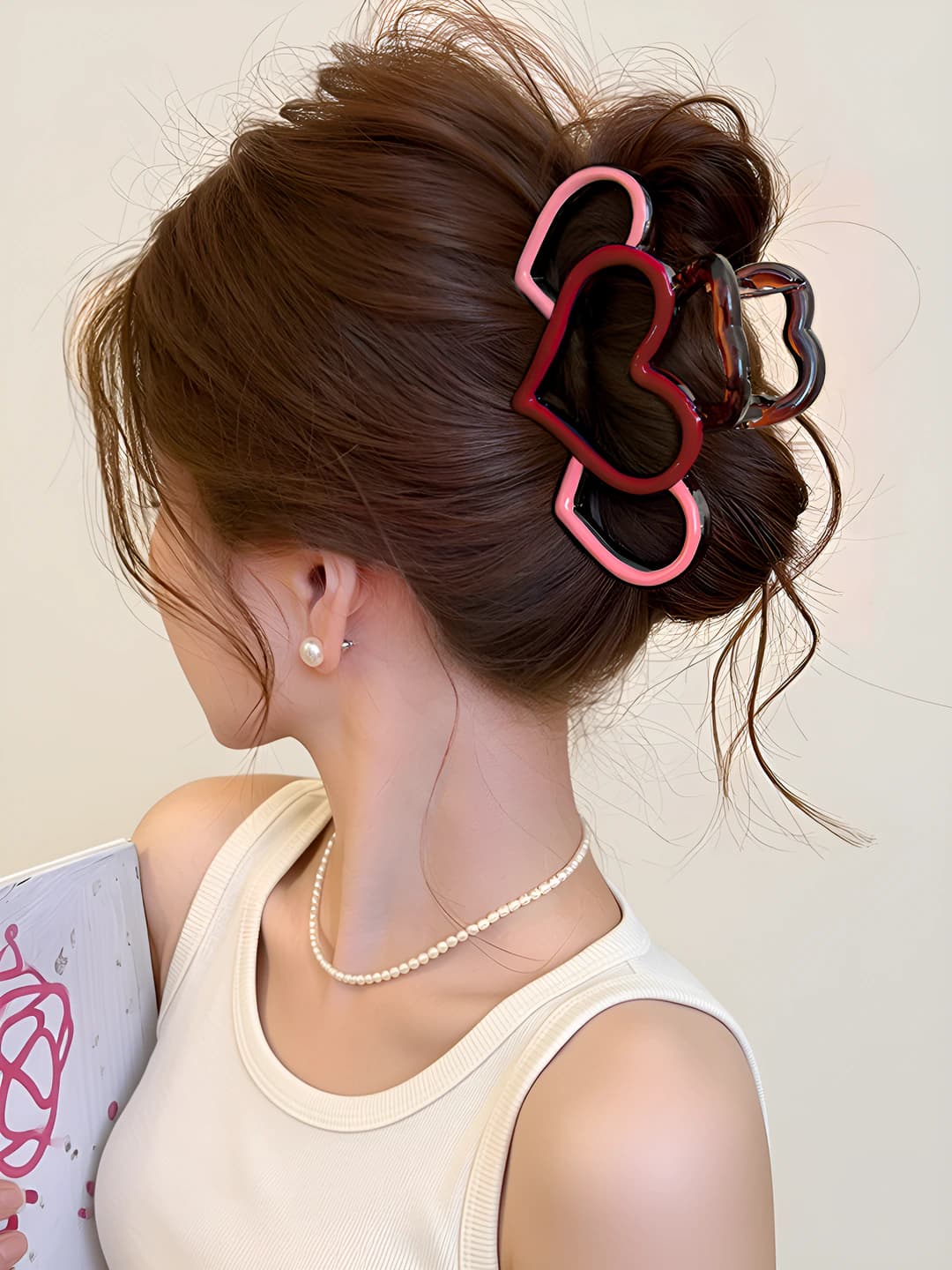 Red-pink heart clip 9 cm