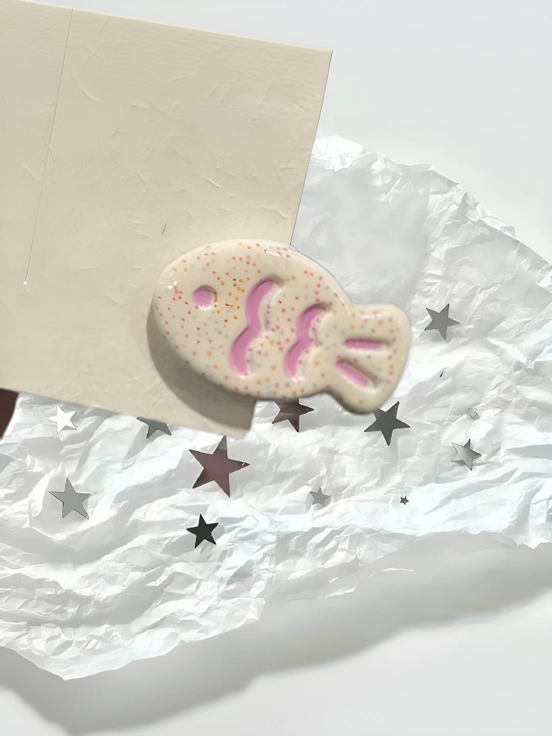 Print off-white fish clip 3.2 cm