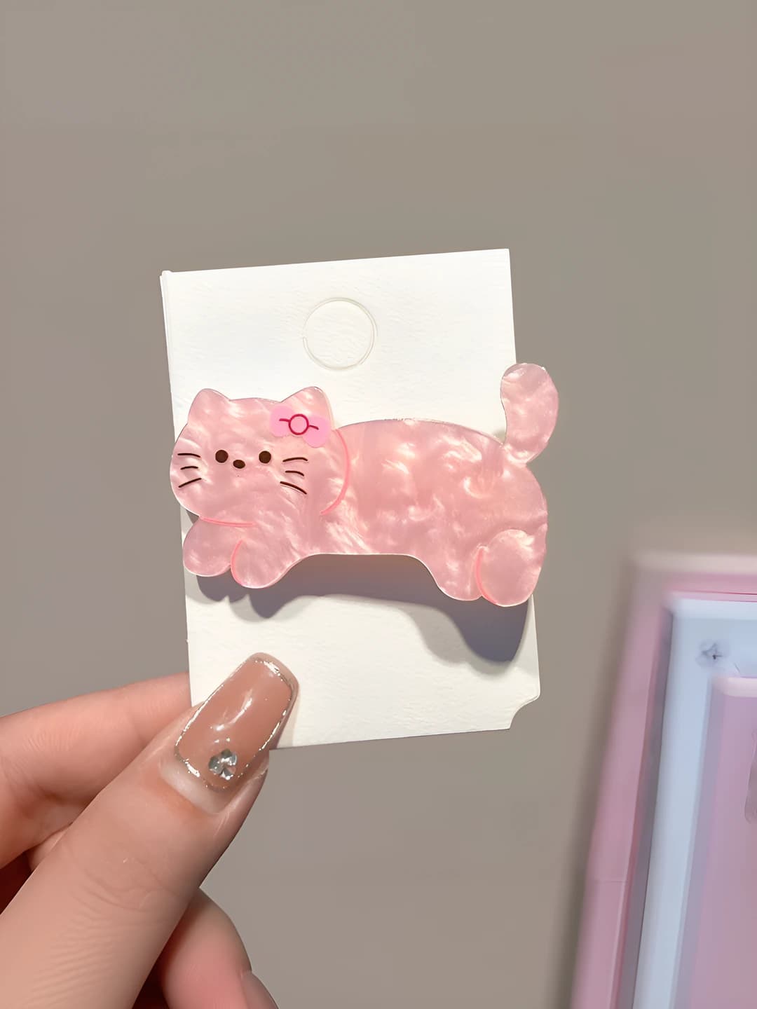 Pink cat hair clip 5.5 cm