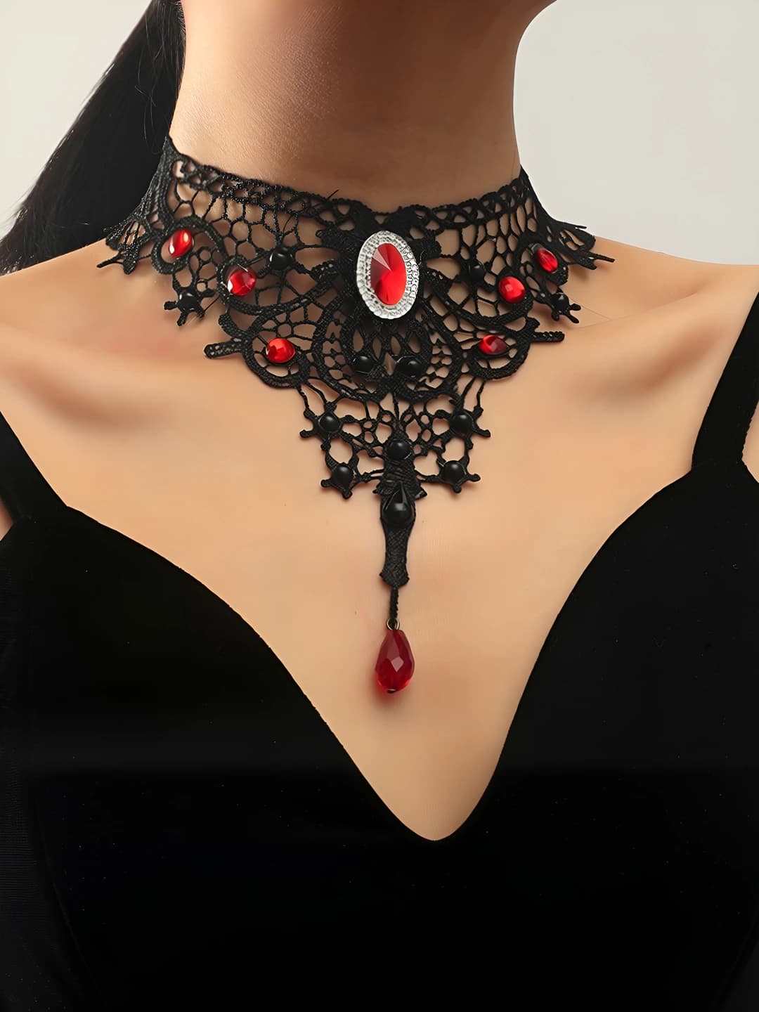 Women's lace choker: gothic style, exaggerated, alloy, up to 30 cm