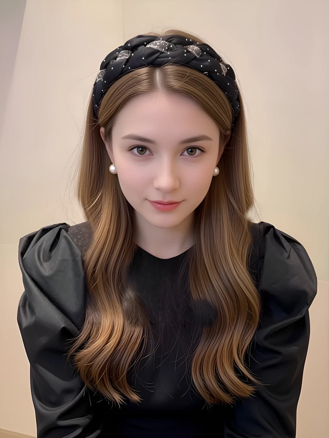 Women's headband in Korean style, mixed material, geometric design element