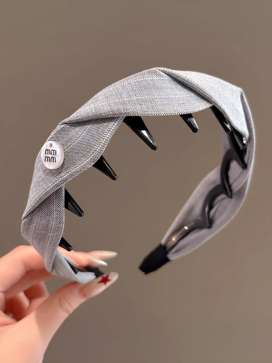 2# Grey toothed headband, 4 cm