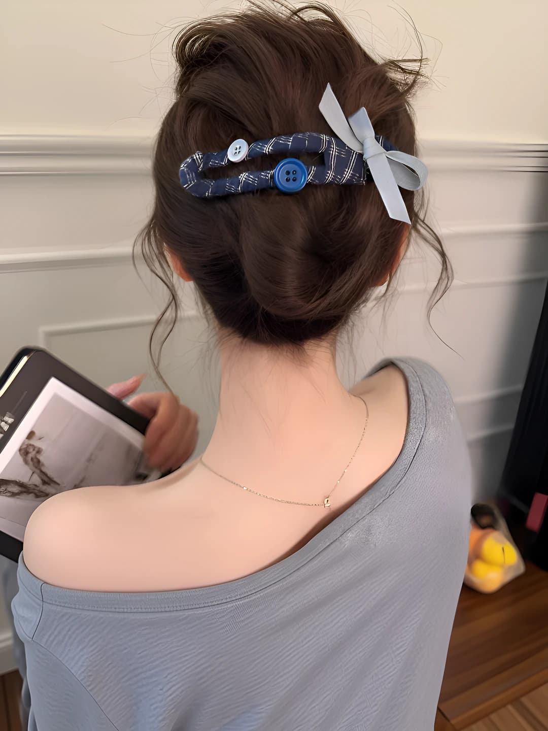 Blue butterfly bow 12 cm