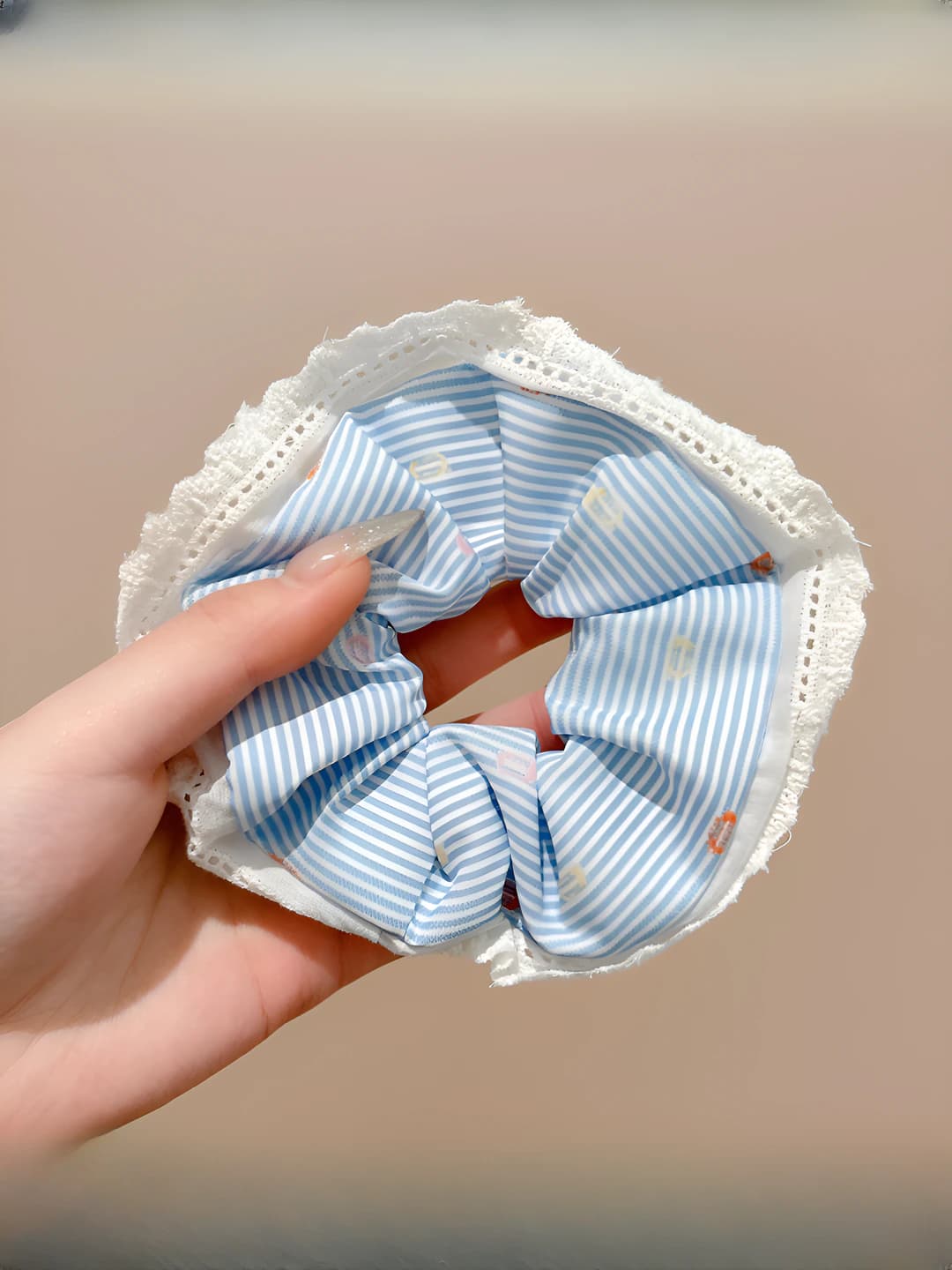 Polka stripe, blue 12.5 cm