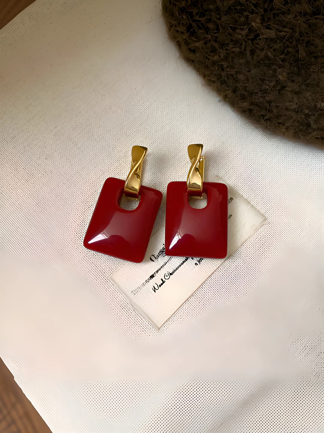 22# Stud earrings - Gold - Red (Real gold)