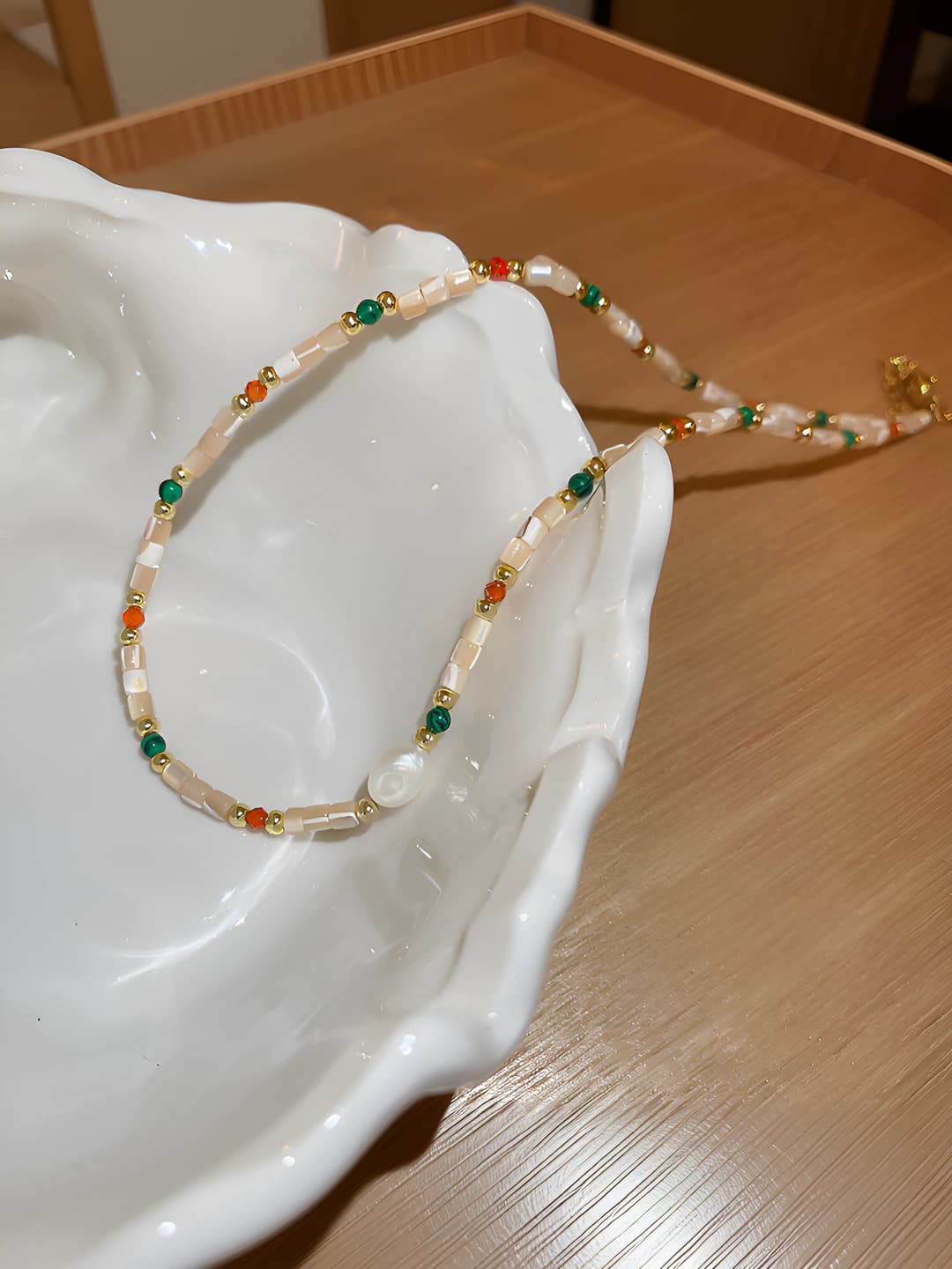 19# Necklace - Multicolour - Beige pearl