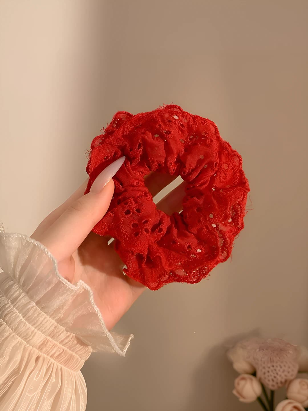 12# Red lace cutout double layer 12 cm