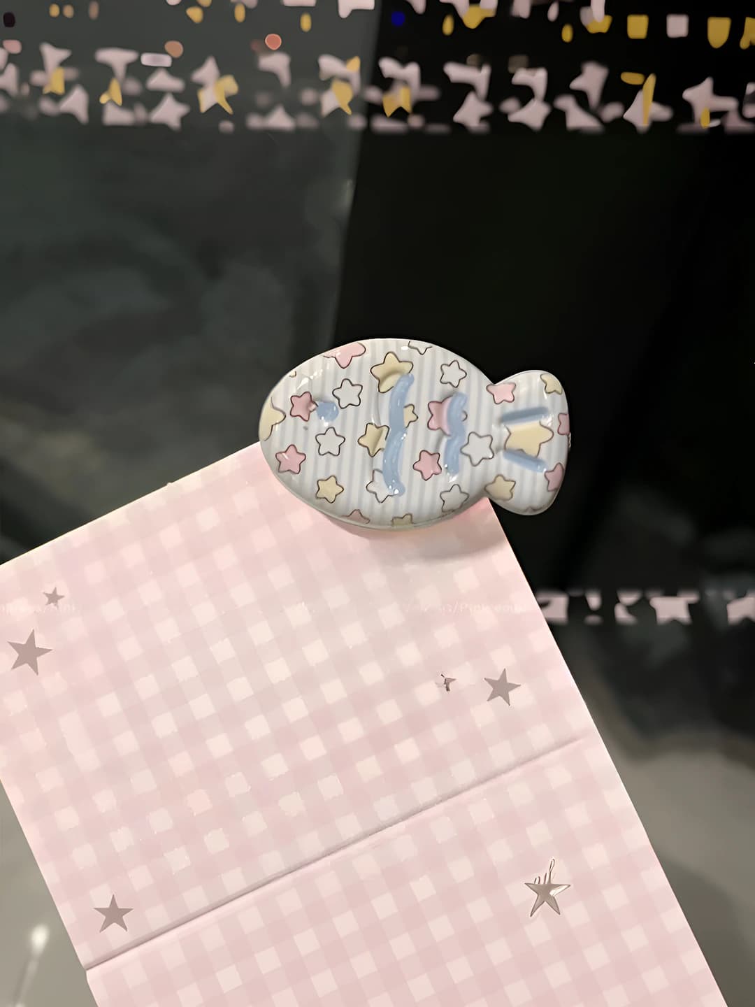 Print star striped fairy tale fish clip, 3.2 cm