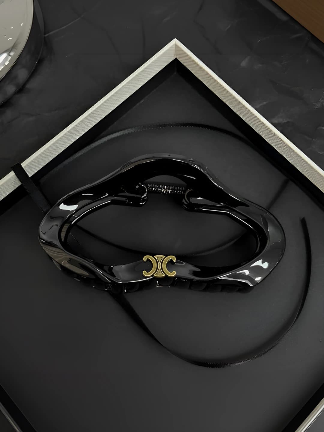Cloud tag, glossy black, 11 cm