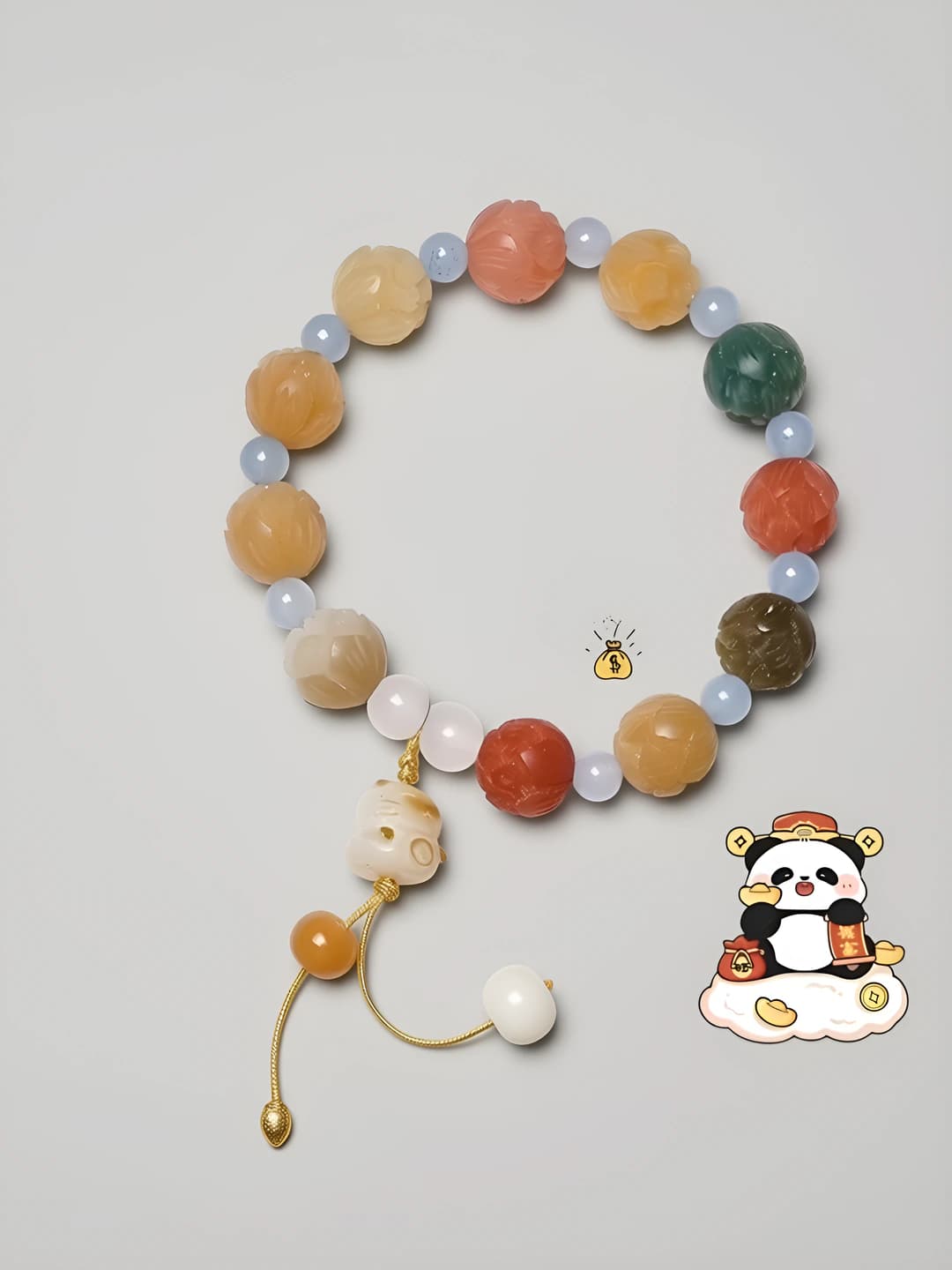 Women's glass and fused glass beaded bracelet, handmade