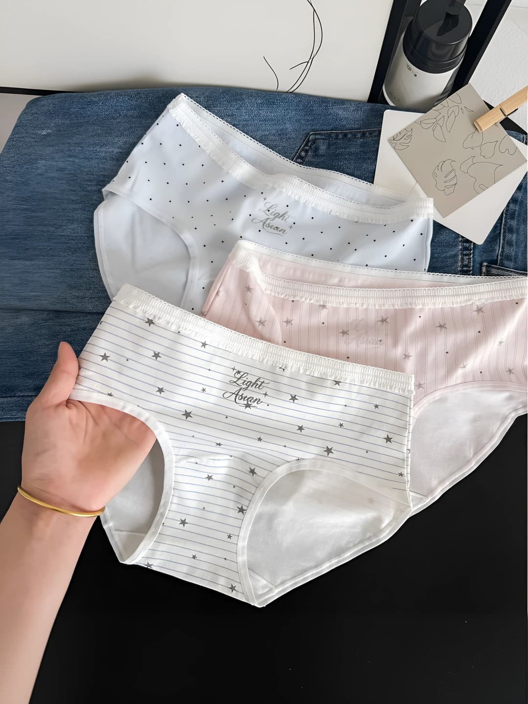 Women's pure cotton briefs, Y2K Korean style sweet and cool, low saturation color, soft and delicate, extended crotch, all-season