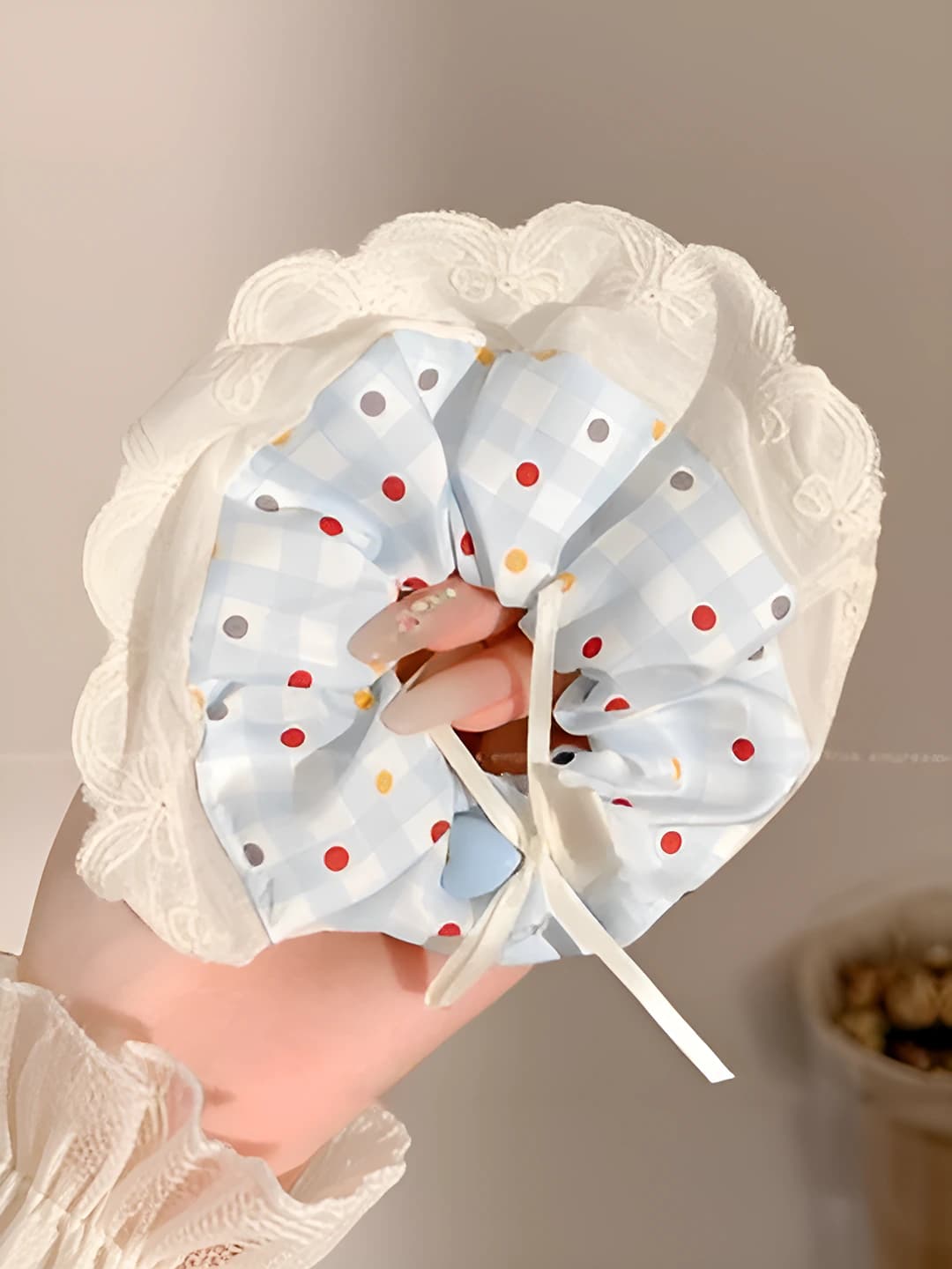 2# Blue, polka dot, 10 cm