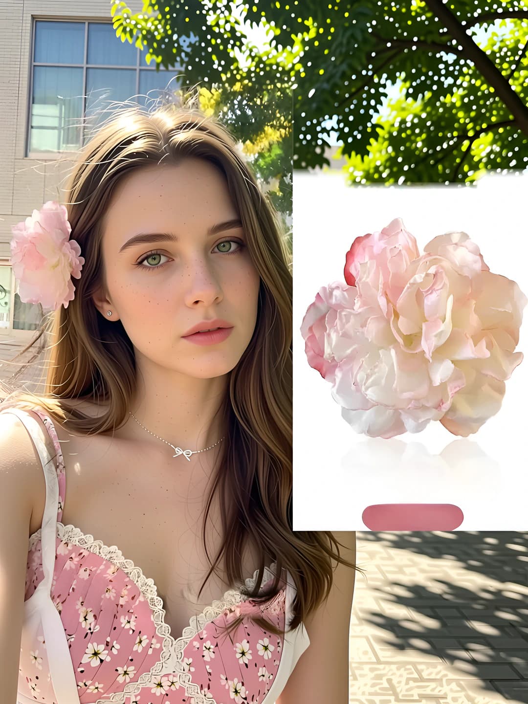 Women's hair clips and combs with floral pattern in early spring vacation style