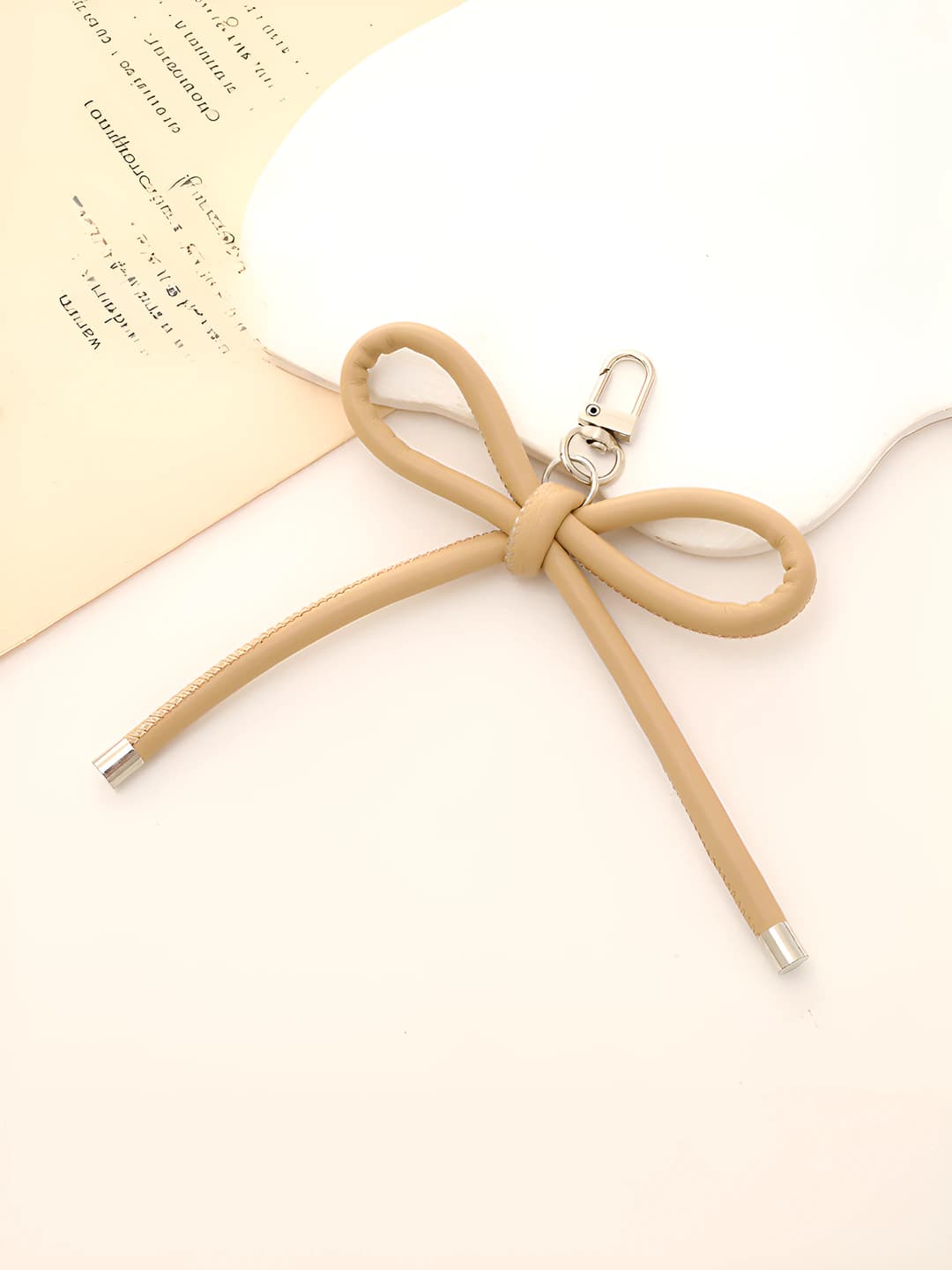 K3660 Leather bow charm Khaki