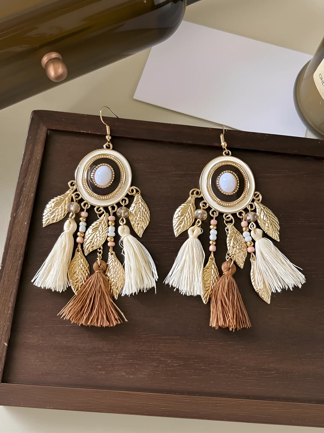 Bohemian tassel hoop earrings