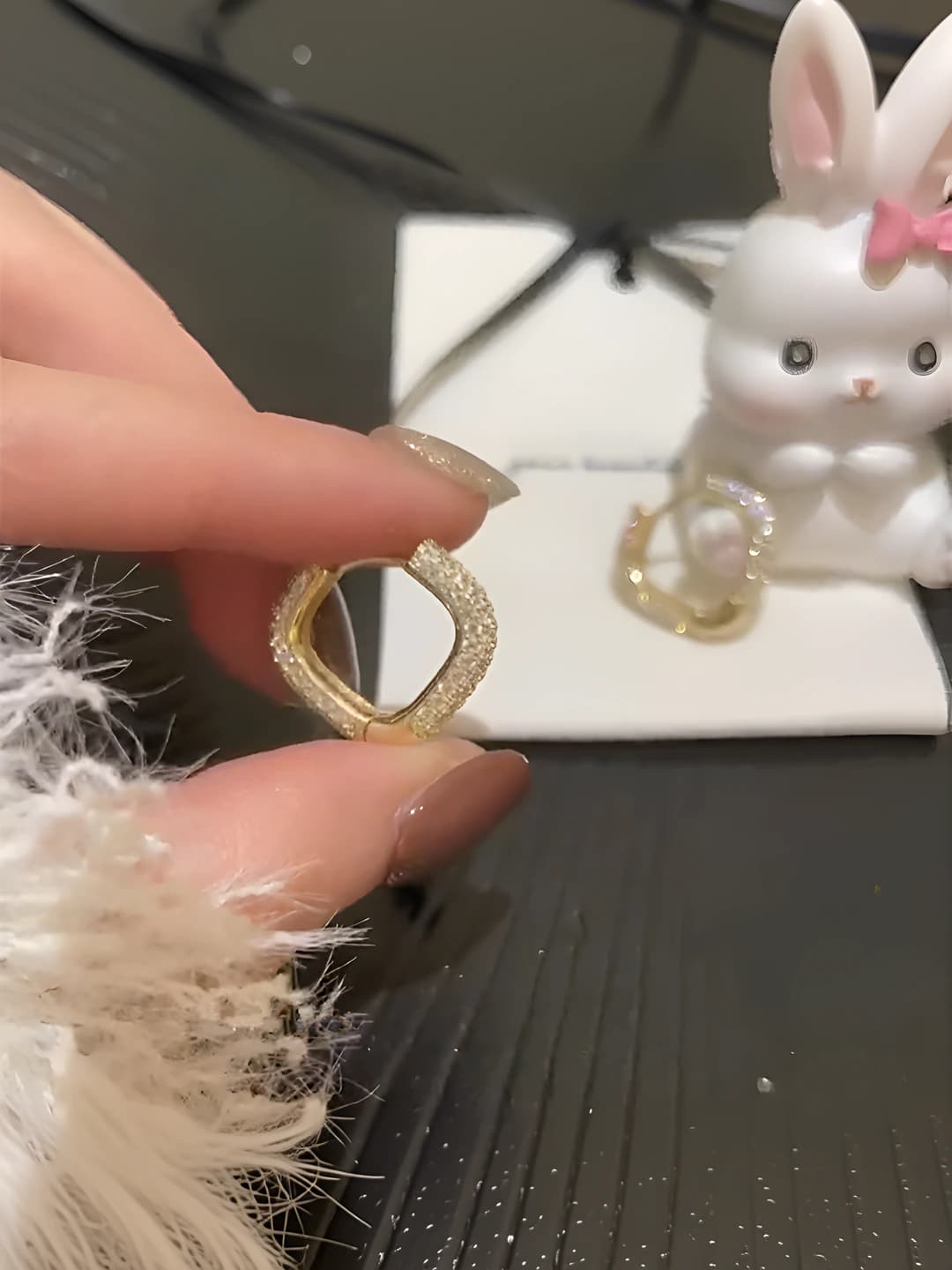 Gold square stud earrings