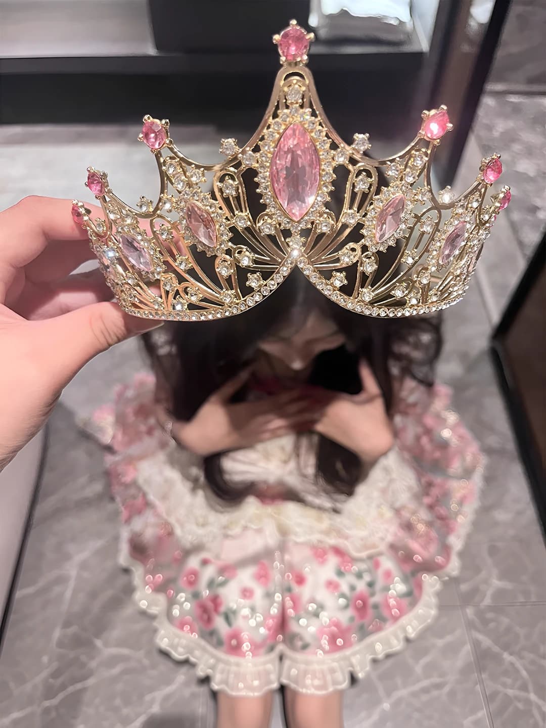 Gold + pink diamond crown