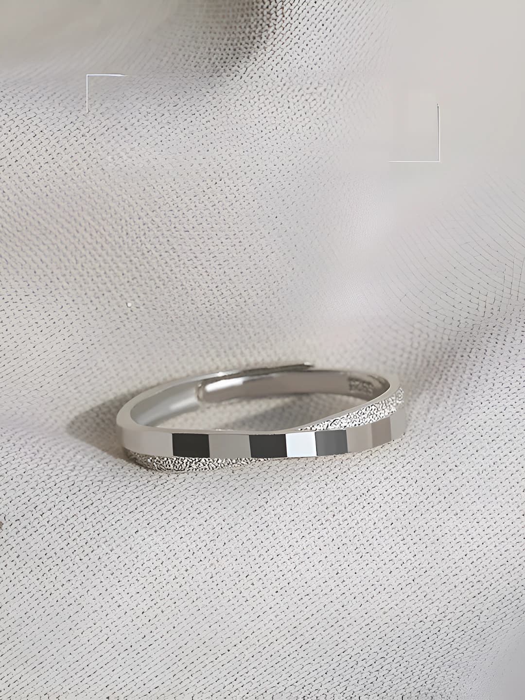 Women's open adjustable ring, copper, geometric shape, aged finish, water light design element, minimalist style