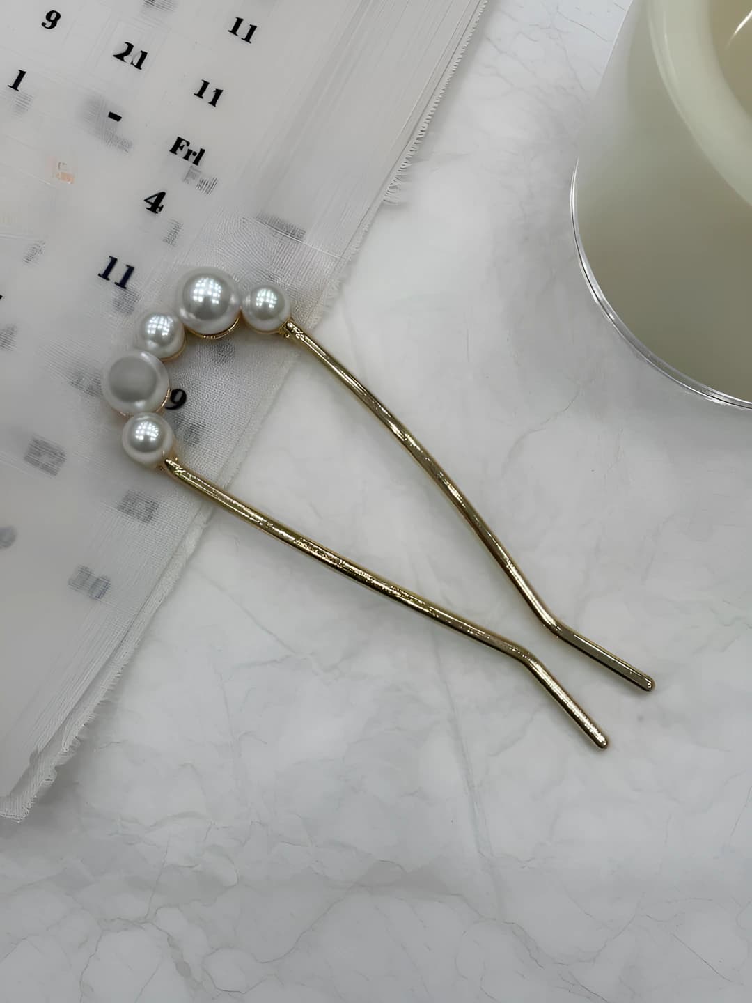 1# U-shape pearl gold