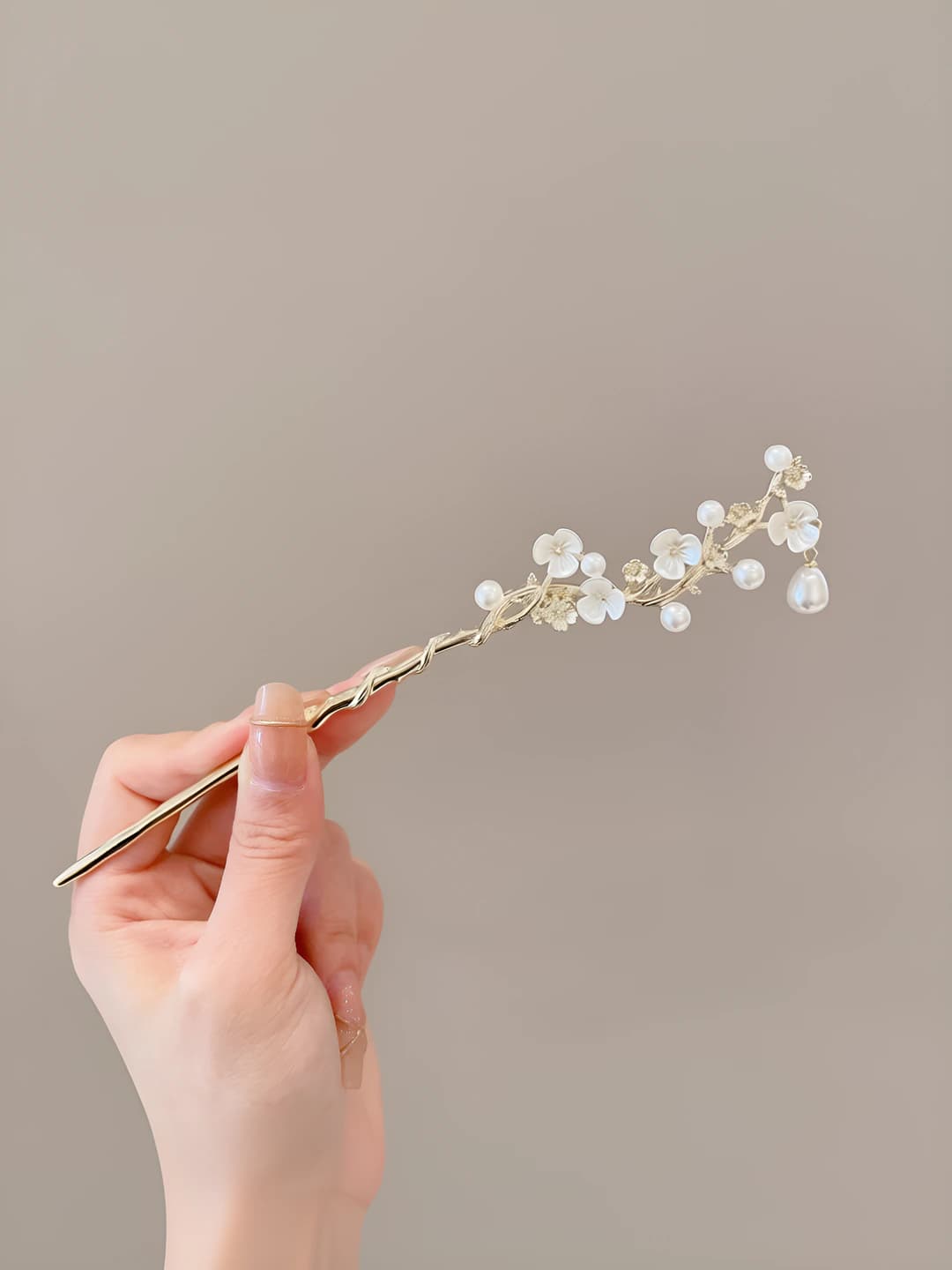 3# Pearl flower hairpin - Gold