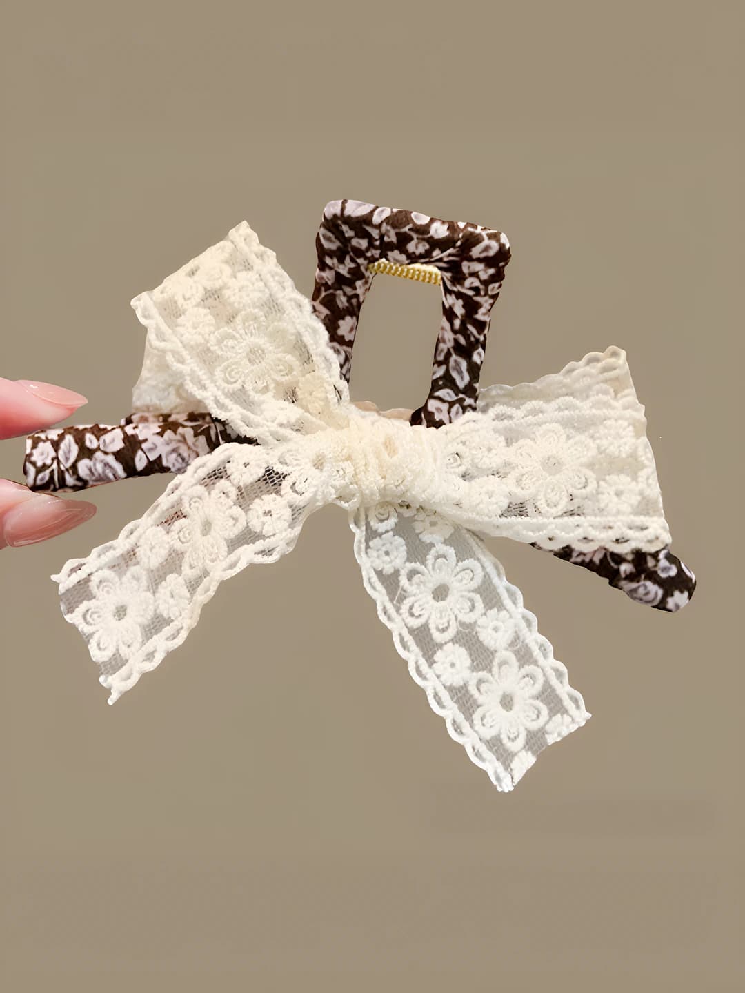 1# White lace claw clip, 12.5 cm
