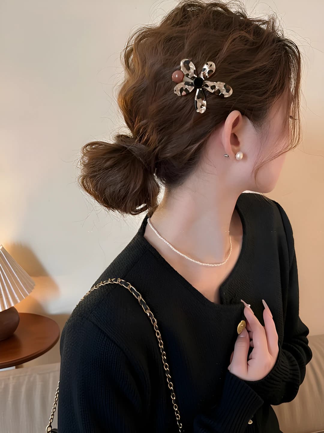 1# Leopard flower clip 1 pc ~6.5 cm