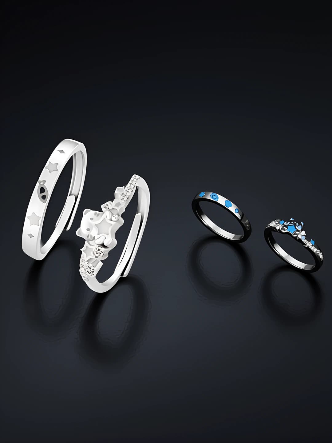 Women's ins style couple costume rings with panda and star design