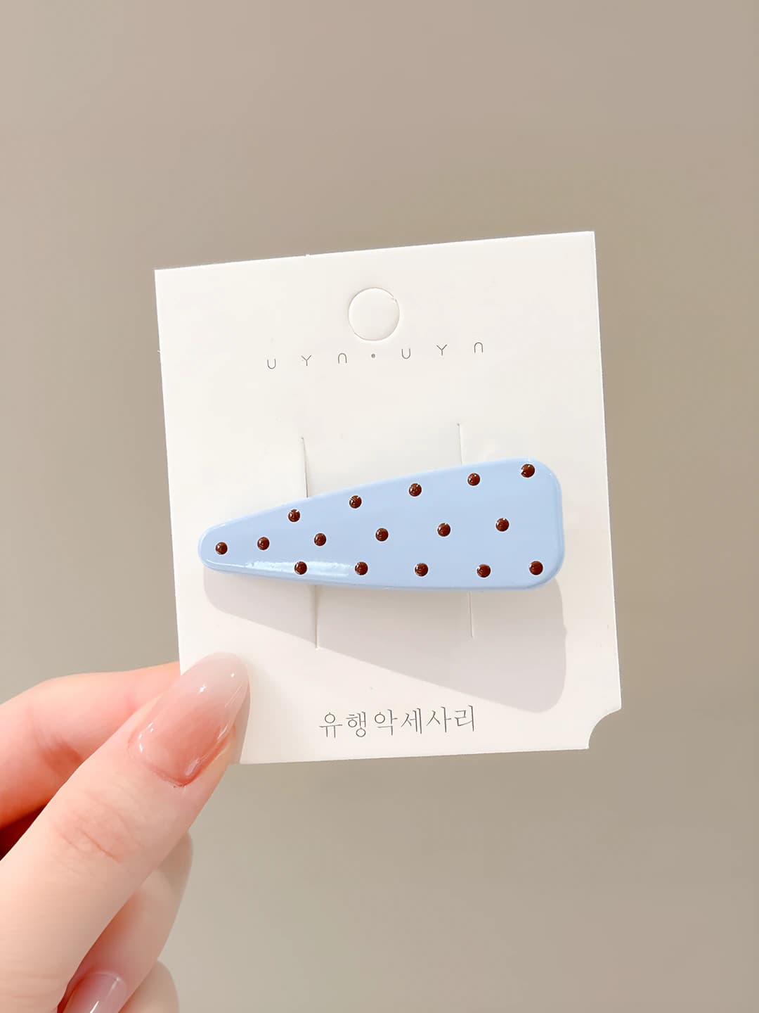 1 pc; 5# blue polka dot clip ~5.7 cm