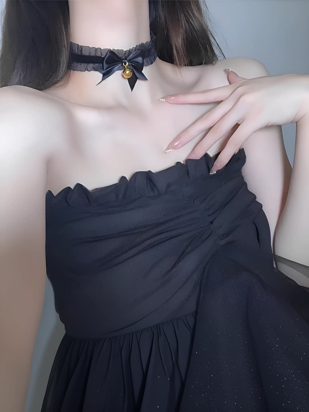2# Black Mesh Bell Necklace