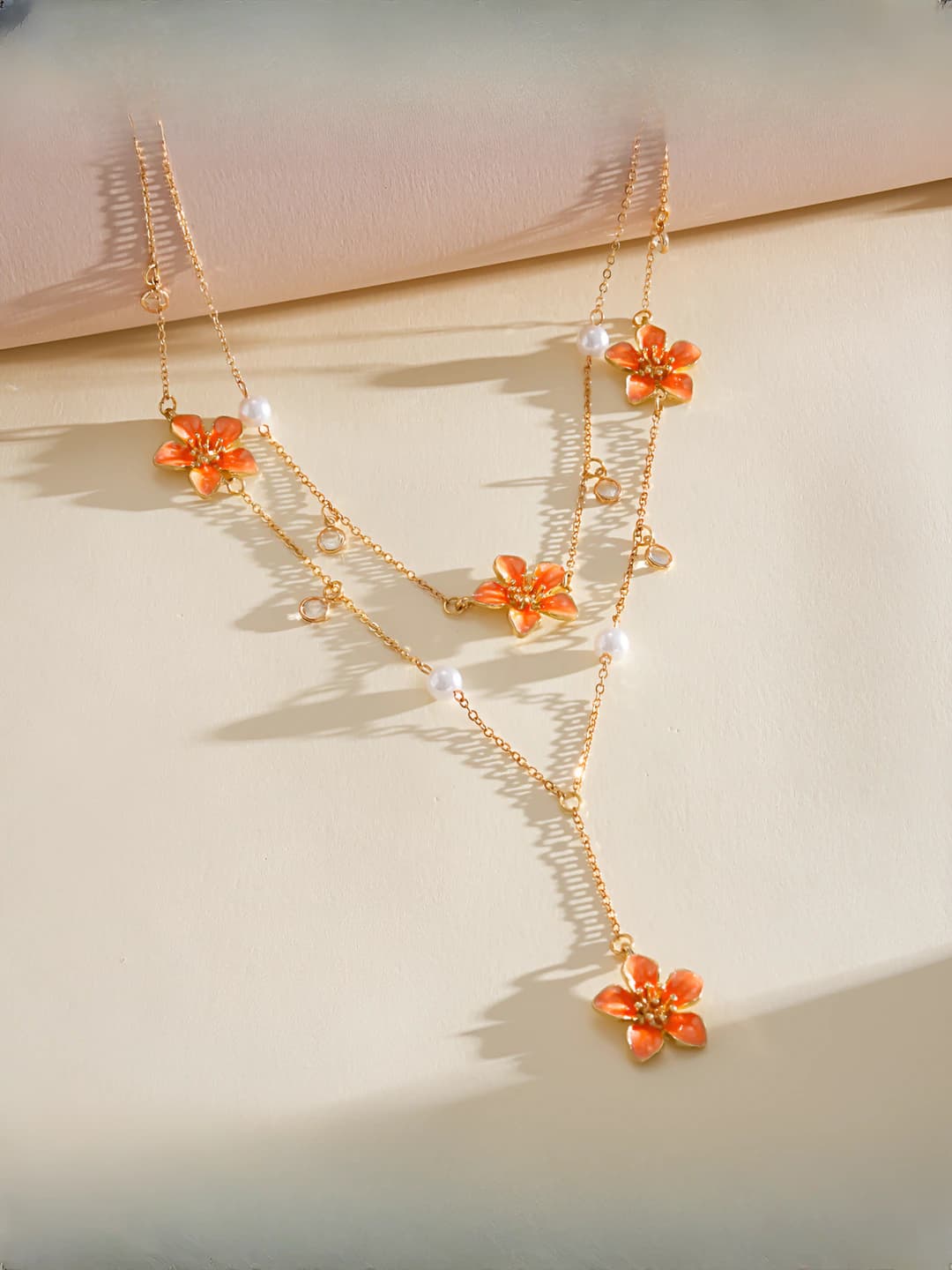 Necklace-Gold-Orange (2pc set)