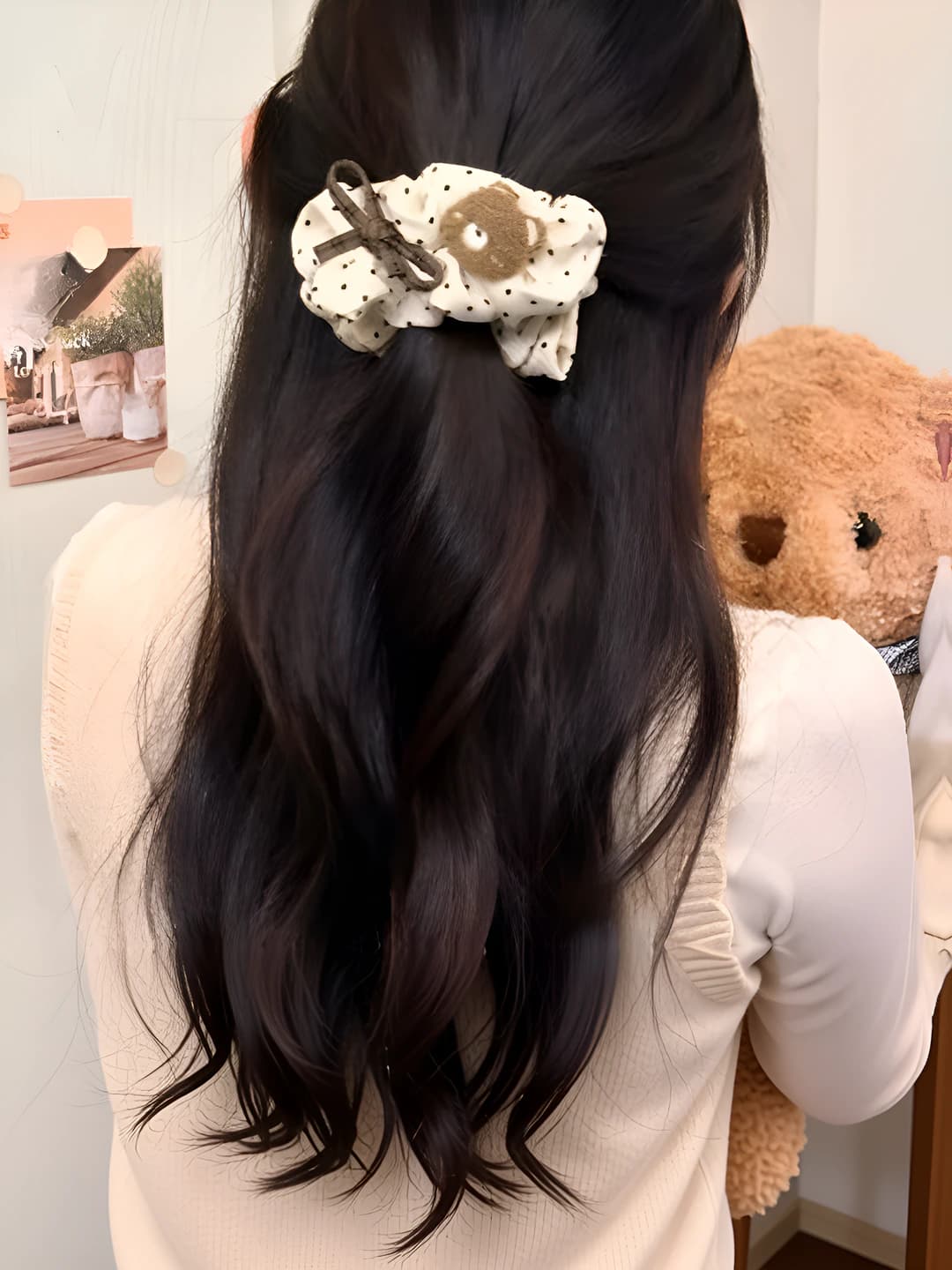 5# White base black dot bear ~10cm - top side