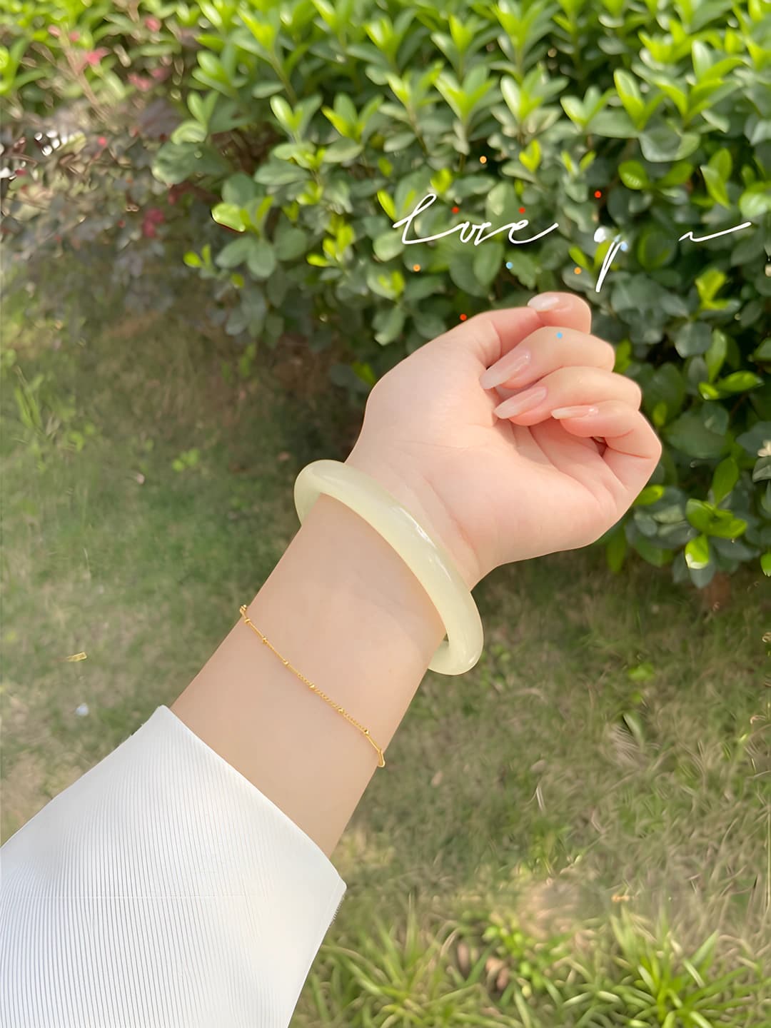 Qalin bilaguzuk, oq jade, 62mm