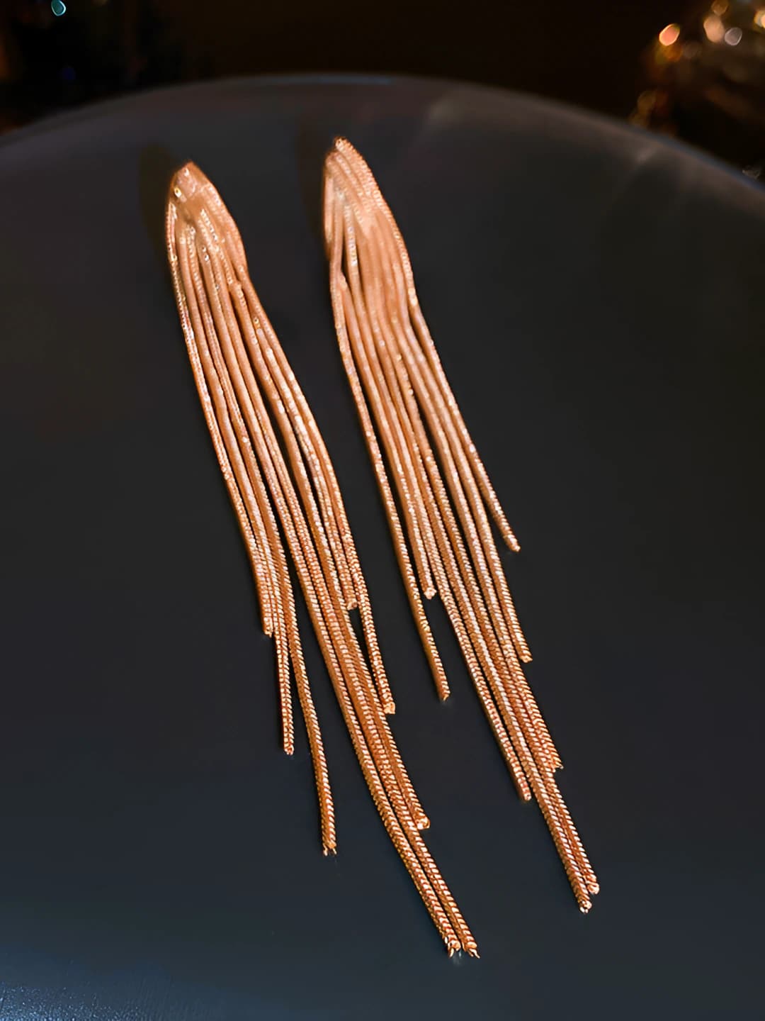 Silver post - Gold chain tassel