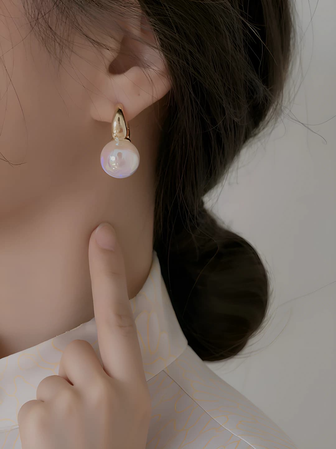 Women's geometric rainbow glass earrings, copper, design element: circle, style: European and American