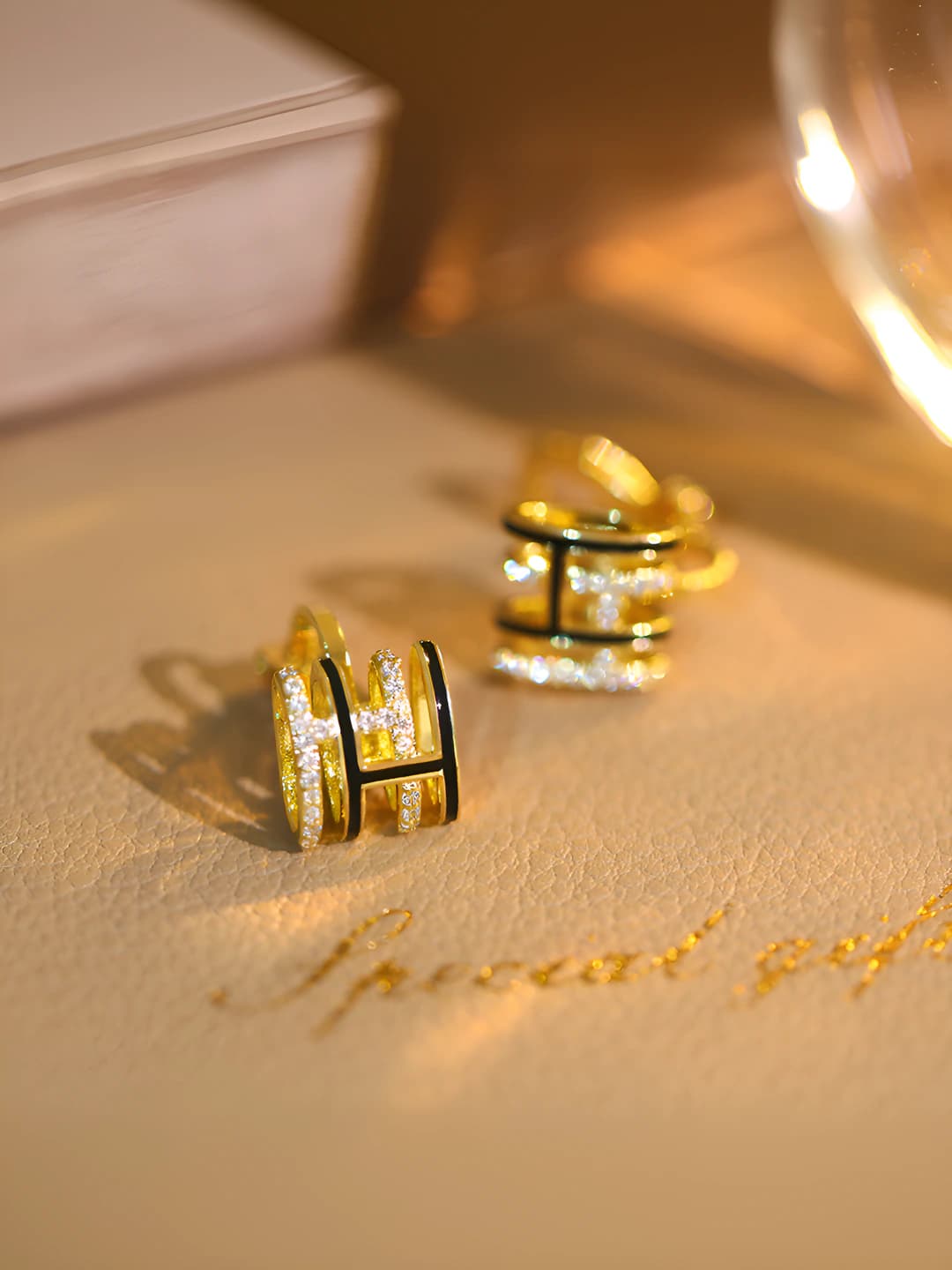 Black clip-on earrings