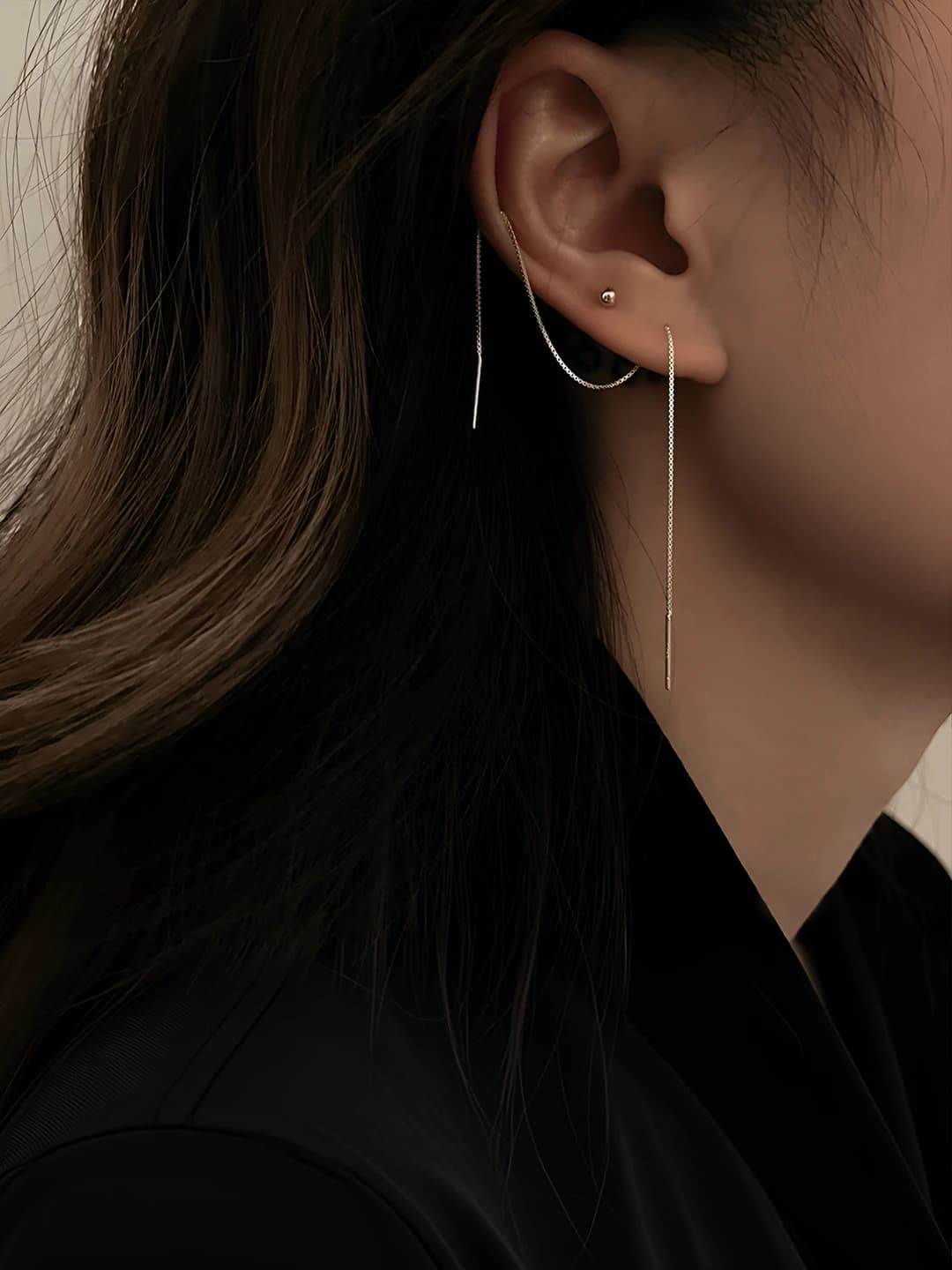 Women's geometric earrings with Ruyi design element, minimalist style, for fashion and commute style, in national style, new 2026 design, made of brass