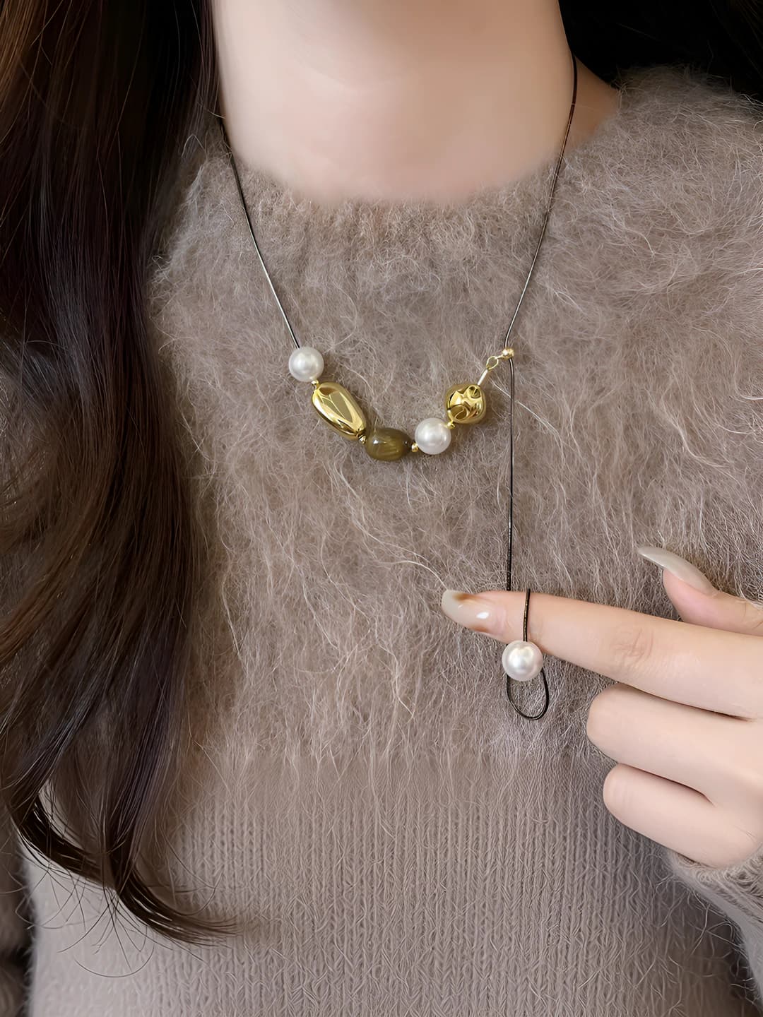9# Irregular tiger eye necklace