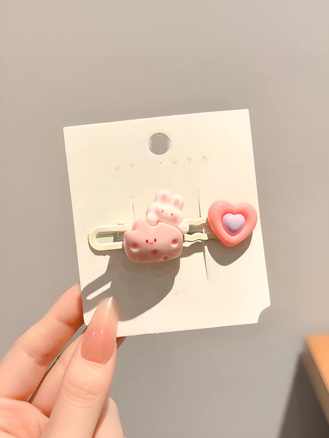 10# Rabbit heart hair clip - 6 cm