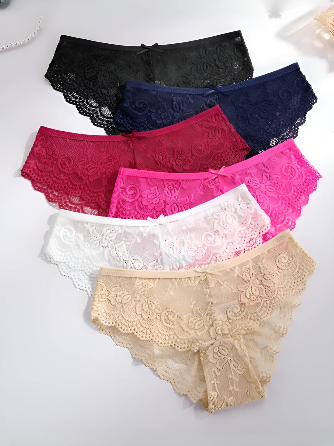 Women's lace briefs, breathable, low waist, solid colour, all-season, plus size, cotton gusset