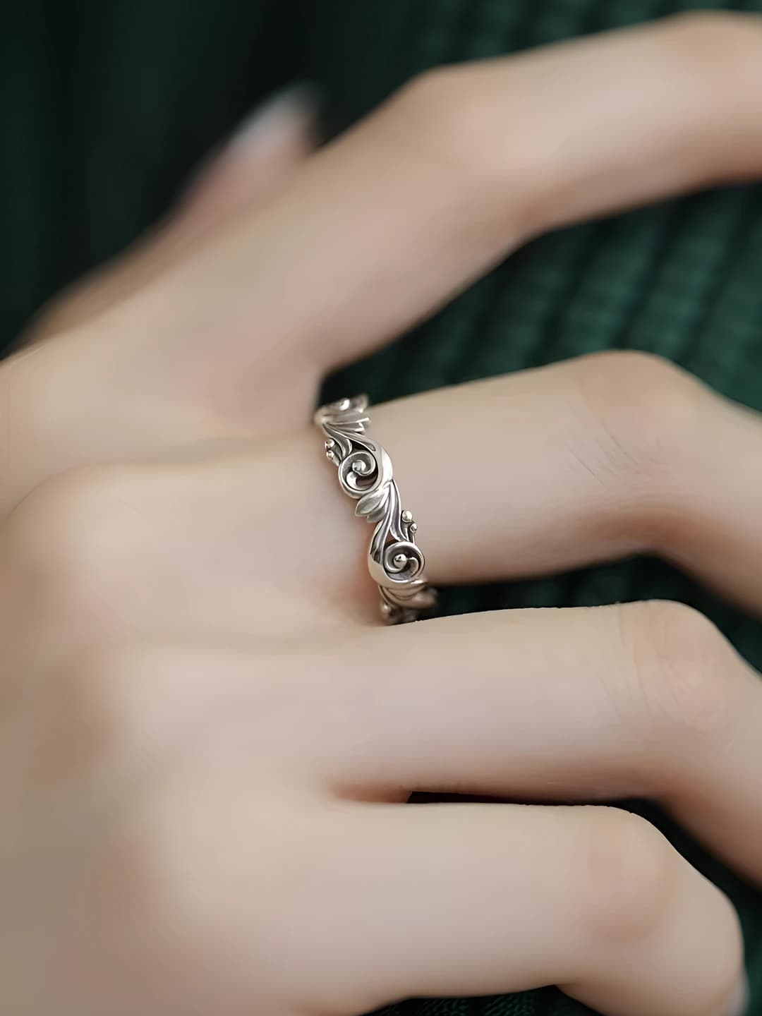 Women's Tangcao pattern copper ring, geometric shape, adjustable open ring, minimalist style