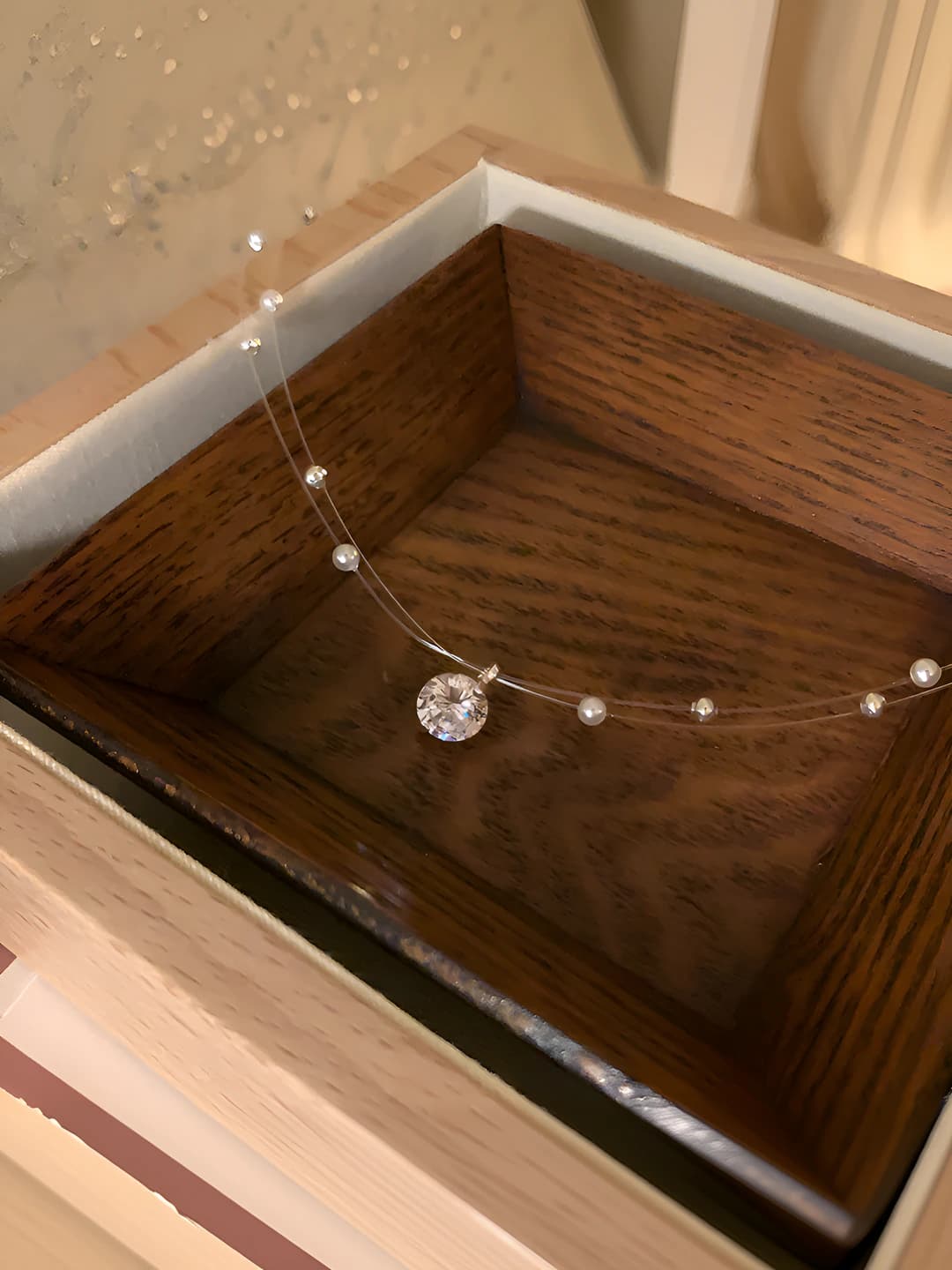 Double layer fish line pearl necklace