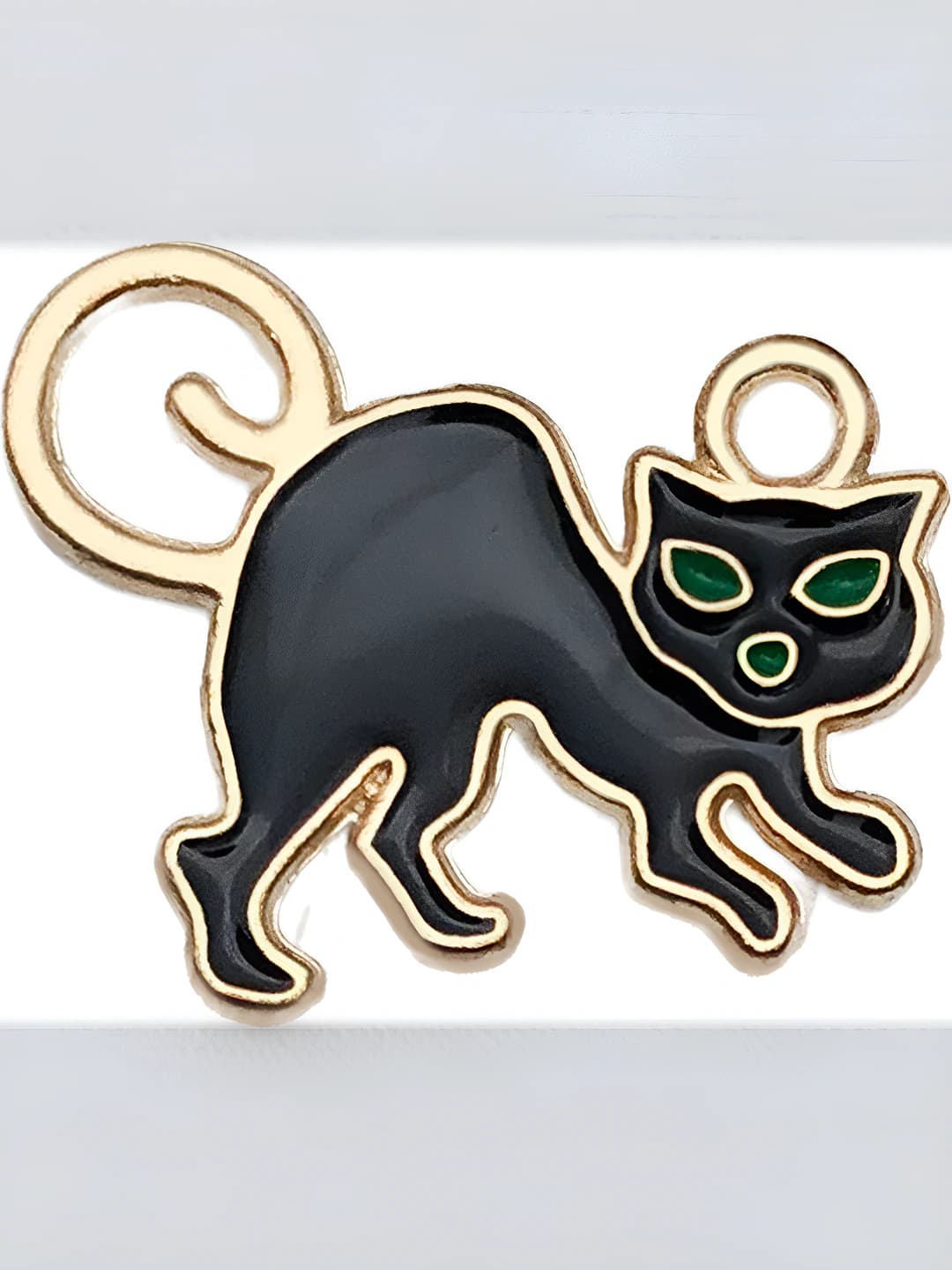 Чёрный кот с зелёными глазами, 16x20mm, 1.2g