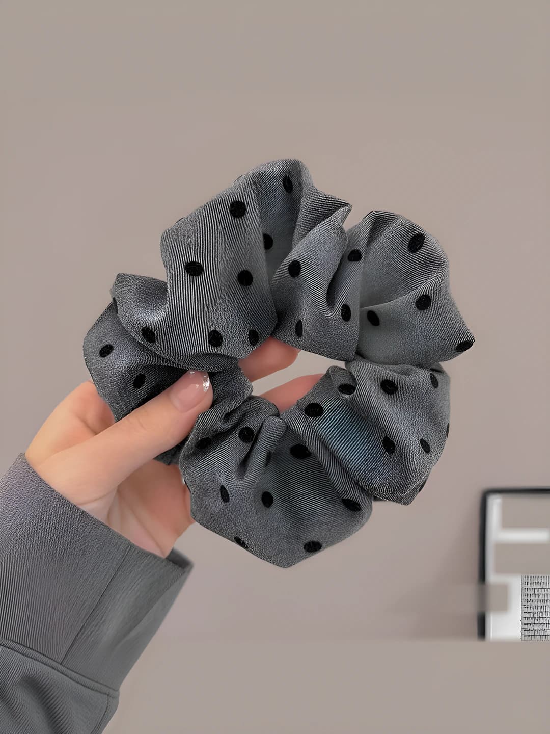 Grey, polka dot