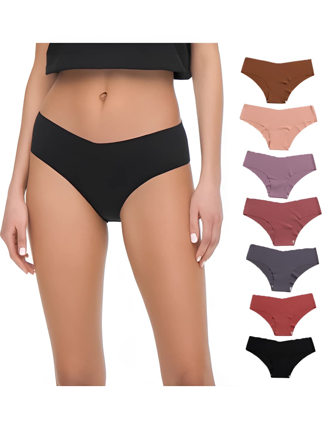 Women's seamless briefs, ice-silk fabric, thin, breathable, pure cotton gusset, low waist, solid colour, plus size