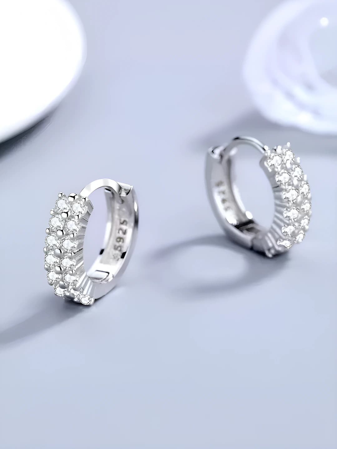 Double row diamond earrings