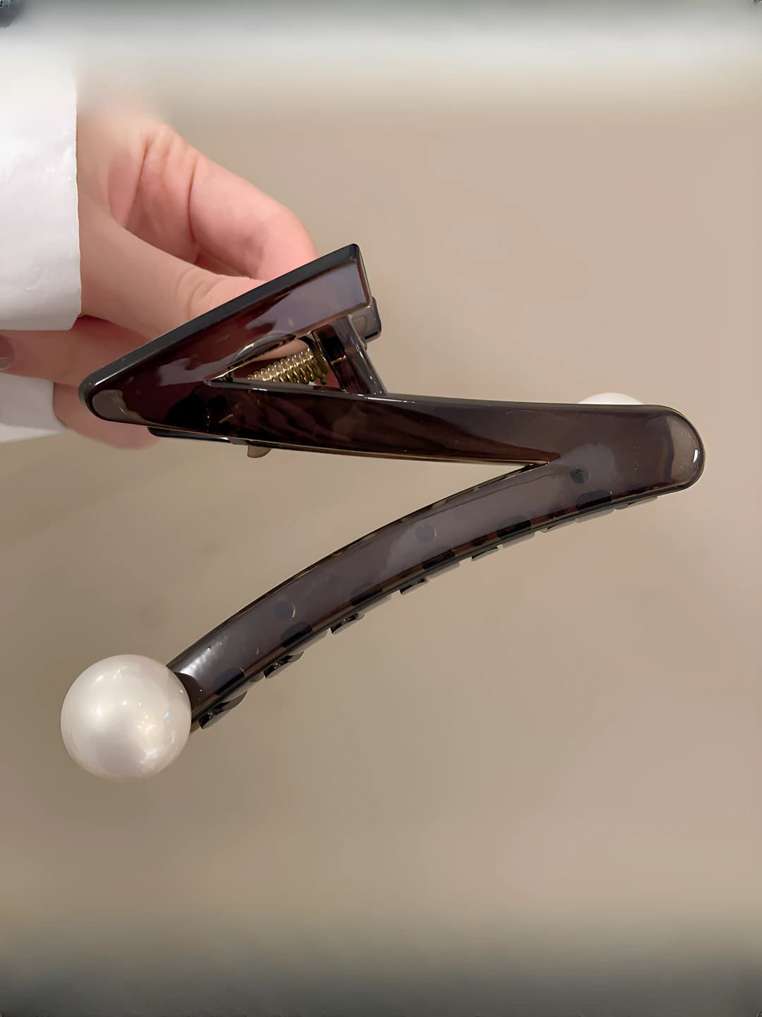 Z clip, white pearl, dark grey, 13 cm